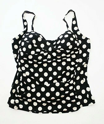 Traje de baño Tankini LIZ CLAIBORNE Top negro/crema lunares drapeado Plus 20W #03 Foto 1 de 4