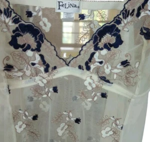 NWT Vintage Felina Sheer Sexy Lingerie Babydoll Blue Embroidered Lace Floral - Picture 1 of 12