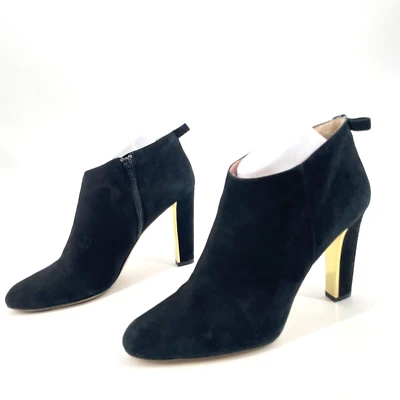 Женские сапоги Kate Spade 10 Netta Shootie черные замшевые золотистые на молнии - Изображение 1 из 4