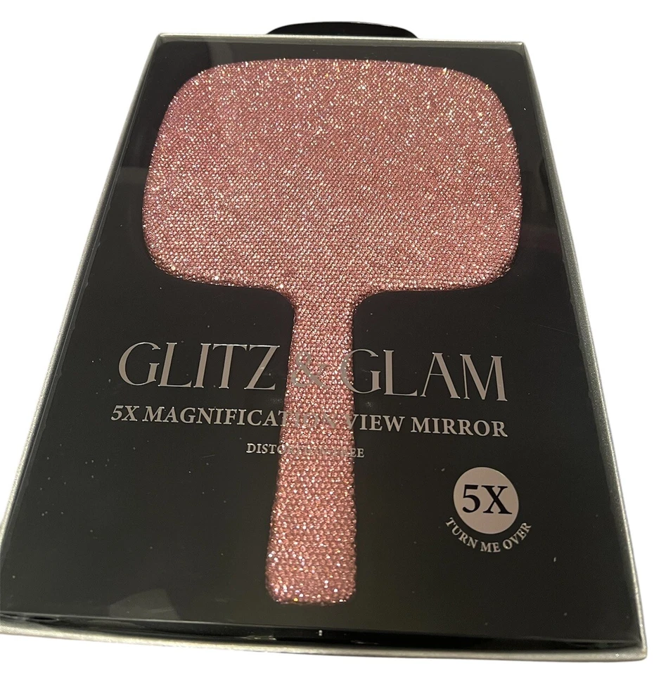 Espejo de tocador con aumento GLITZ & GLAM 5X rosa estrás TikTok viral Foto 1 de 1