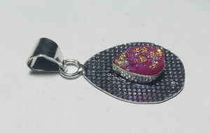 Titanium Druzy Gemstone Handmade Fashion Jewelry Pendent Cts 25 S 1.5 Inch"A4973 - Picture 1 of 5