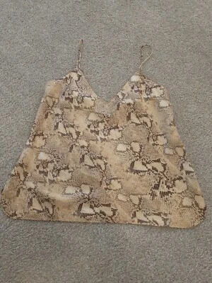 Banana Republic 100% Silk Camisole adj strap tank top cami Sz Medium Snake Print - Image 1 of 4