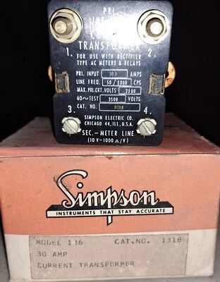 Simpson Model 186 Current Transformer 30A Cat. Number: 01318  NIB - Image 1 of 2
