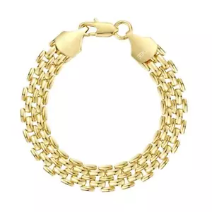 Damen Armband Gold vergoldet 24 Karat 9 mm Königsarmband Wasserfest B6061D - Bild 1 von 8