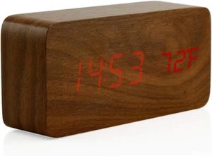 Wooden Digital Alarm Clock, Multi-Function Smart Alarm Clock, LED Light Alarm Cl - Picture 1 of 5