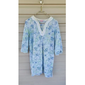 Lilly Pulitzer Tunic Caftan Lawn Cotton Floral Summer Cover-up Top Medium - Picture 1 of 8