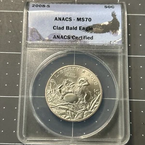 2008 S  Bald Eagle  Commemorative Half Dollar  ANACS Perfect MS70 Wes - Picture 1 of 4