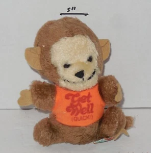 Vintage 1978 R Dakin Monkey Get Well (quick!) 5” Plush Toy Doll - Picture 1 of 4