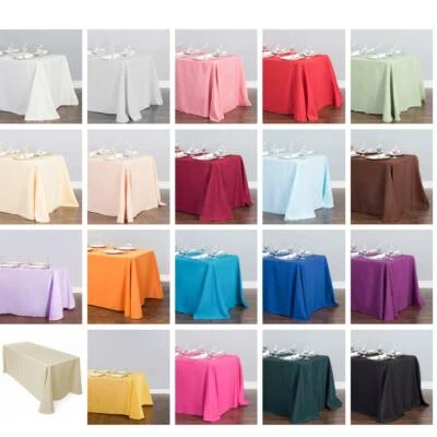 1 or 10 pcs 90 x 156 in. Rect. Polyester Tablecloths, 33 Color Wedding Event - Image 1 of 4