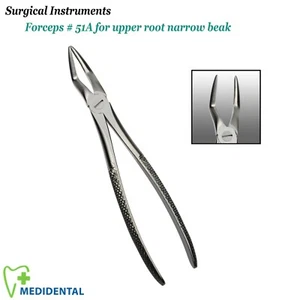 Fórceps de extracción dental # 51A para instrumentos quirúrgicos de pico estrecho de raíces superiores - Imagen 1 de 4