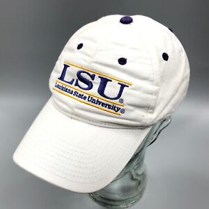 Vintage LSU Tigers Hat Cap Strap Back White The Game 3 Bar Logo Adjustable Dad