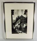 Vintage Watercolor South American  Artist Sgd Frame Hand Painted Black & White