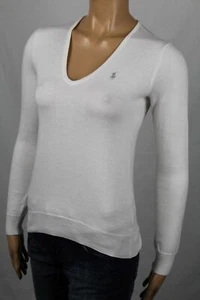 Ralph Lauren Cream V-Neck Cotton Sweater Silver Pony NWT - Picture 1 of 1