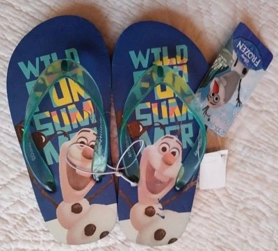 NWT Disney Frozen WILD FOR SUMMER Flip Flops Sandals Boys Girls size 8 - Image 1 of 2