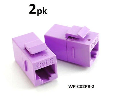 2-PACK CAT6 Female/Female RJ45 Ethernet Purple Keystone Jack Coupler, WP-C02PR - Image 1 of 2