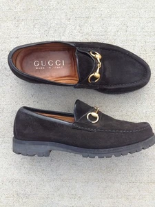 GUCCI Men's Horsebit Black Suede Leather Loafers Size: 7.5M Made in Italy - Picture 1 of 5