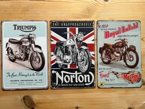 3 x RETRO METAL SIGNS A4 30cm x 20cm BRITISH MOTORBIKES FREE DELIVERY (set14) - Picture 1 of 4