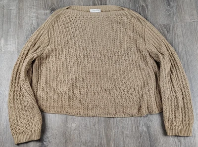 Suéter Lafayette 148 NY Mujer L Tostado Texturizado Grueso Tejido Seda Algodón Pullover Foto 1 de 4