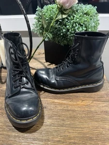 Doc Martens 1460 8 Eyelet Dark Sea Green Teal Leather Combat Boots Men 6 Women 7 - Picture 1 of 10