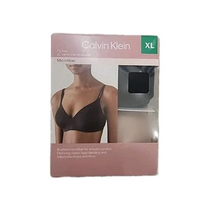 Calvin Klein 2-Pack Lightly Lined Wirefree Bra Brushed Microfiber, Blk/Cedar, XL - Picture 1 of 2