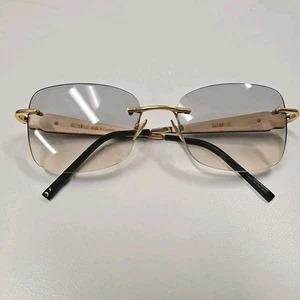 Vintage GOLD AND WOOD Rimless Eyeglasses Natural Wood With Case Made Luxembourg - Picture 1 of 8