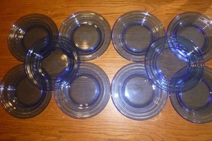 Vtg (10)Blue Glassware 7in Cake/Salad Plates - Picture 1 of 6
