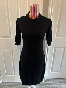Ladies New BNWT Ichi Black Short Sleeve Knitted Dress Size XS Silk Blend - Picture 1 of 2
