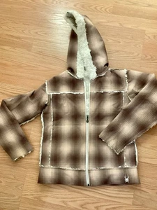 Girls Spider Reversible Jacket Medium  Brown Plaid - Picture 1 of 1