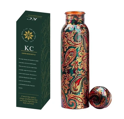 Bouteille d'eau design 100 % cuivre pur avec protection étanche - 1000 ml - Photo 1/4