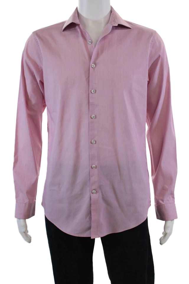 Camisa de Vestir Kenneth Cole Reaction Botones Calce Ajustado Rosa Talla 34/35 15.5 Foto 1 de 4