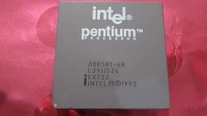 Rare Intel Pentium A80501-60 SX753 FDIV-BUG CPU/Processor Gold Bottom/Pins Sokt4 - Picture 1 of 4