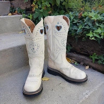 Ariat Baby Buck Women's Cowboy Boots In Bone Gater Leather Size 9 - Image 1 of 4