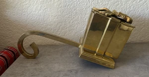 Vintage Geschenkbox mit Deckel Messing Metall Langarm Weihnachten Strumpfhalter - Bild 1 von 7