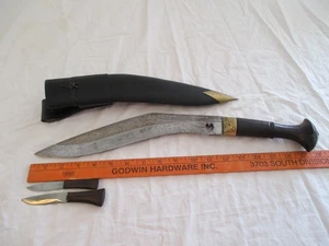 12" Blade KhuKuri Knife Nepal Wood & Brass Handle, Sheath, Utility Knives D10. - Picture 1 of 11
