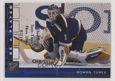 2001 ITG Be A Player Memorabilia Sapphire Chicago Sun-Times /10 Roman Turek #5