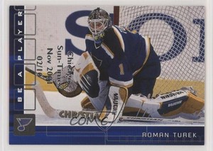 2001 ITG Be A Player Memorabilia Sapphire Chicago Sun-Times /10 Roman Turek #5