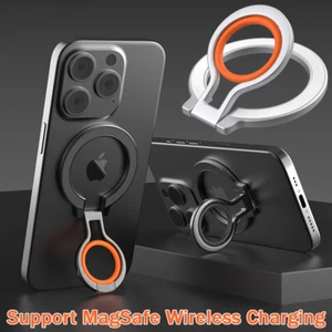 360 Rotations MagSafe Magnetic Metal Phone Holder with Silicone Finger Ring - Picture 1 of 26