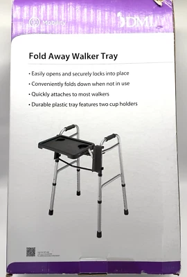 DMI Universal Folding Walker Tray 2 Cup Holders Tool Free Lightweight USA New - Image 1 of 4