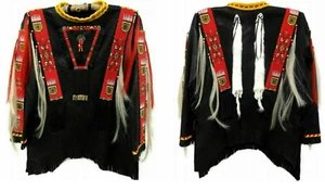 Altes amerikanisches handgefertigtes schwarzes Leder Lakota Perlen Powwow Regalia Krieg Hemd NW4 - Bild 1 von 2