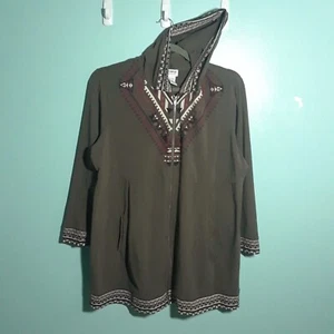 Monroe & Main Zip Up Sweater - size 3X, Cardigan Southwest Brown Pockets *spot - Picture 1 of 10