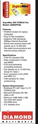 Best Data Diamond SupraMax V90 Pcmcia (SM56PCM) 56 Kbps Modem - Image 1 of 4