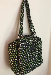 VERA BRADLEY | LUCKY DOTS Medium Sized Navy Blue& Green Retired Purse Bag - Picture 1 of 6