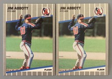 Lot of 2 - 1990 Fleer Update Jim Abbott RC #U-11 California Angels