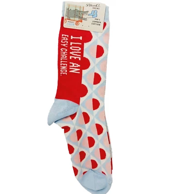 Calcetín Azul Q Crew Mujer Niño I Love An Easy Challenge Contest Rojo Azul NUEVO CON ETIQUETAS NUEVO Foto 1 de 4