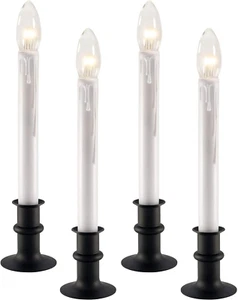 Ultra-Bright LED Window Candles with Timer, Battery Operated, Metal Base, White - Picture 1 of 8