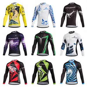 Men's Long Sleeve Cycle Jersey Full Zip Bike Bicycle Cycling Long Shirts S-5XL - Picture 1 of 21
