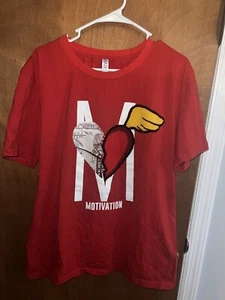 FIFTH LOOP MOTIVATION CHENILLE PRINT T-SHIRT RED - Picture 1 of 4