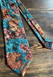 ERMENEGILDO ZEGNA Men’s Watercolor Print blue Silk Tie Made In ITALY - Picture 1 of 5