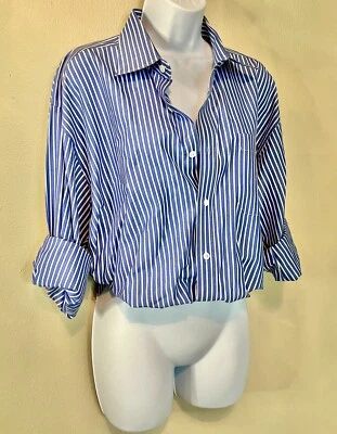 VTG Y2K PACO RABANNE BoyfriendShirt BlackLine/ThomasMason Unisex BlueStrip L/110 - Image 1 of 4