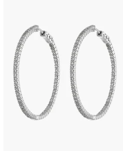 CZ by Kenneth Jay Lane CZ Inside-Out 50mm Hoop Earrings NWT - Picture 1 of 11